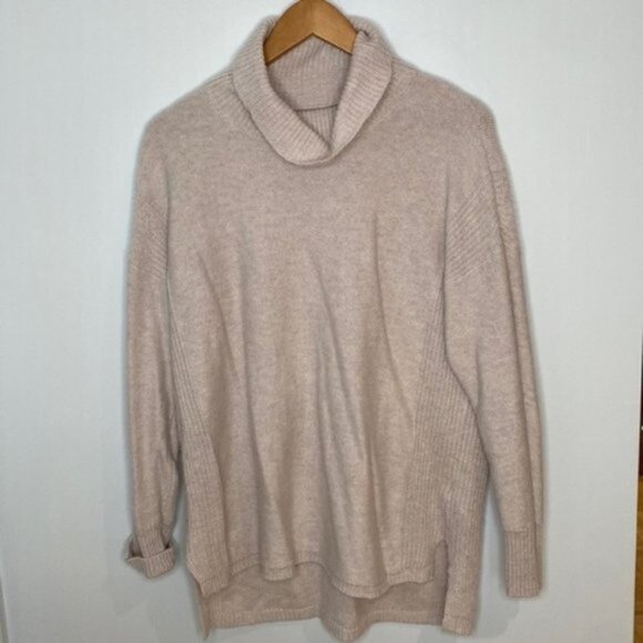 Hyba Women Light Pink Long Sleeve Turtleneck Knit Tunic Sweater Size Large - Picture 1 of 13